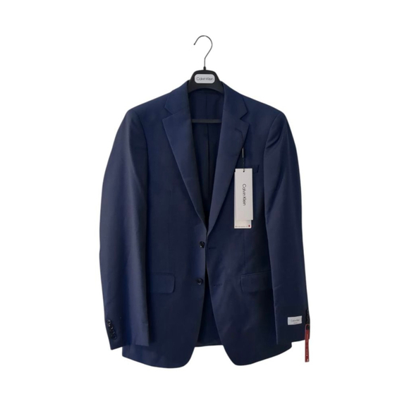 Calvin Klein Slim Fit Navy Suit Jacket 38L 100% Wool Two Button Blazer - Picture 5 of 13